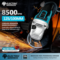 Electric Goddess 125/100mm Brushless Angle Grinder Polishing Machine Cordless Angle Grinder Tool For Makita 18V Battery Pin