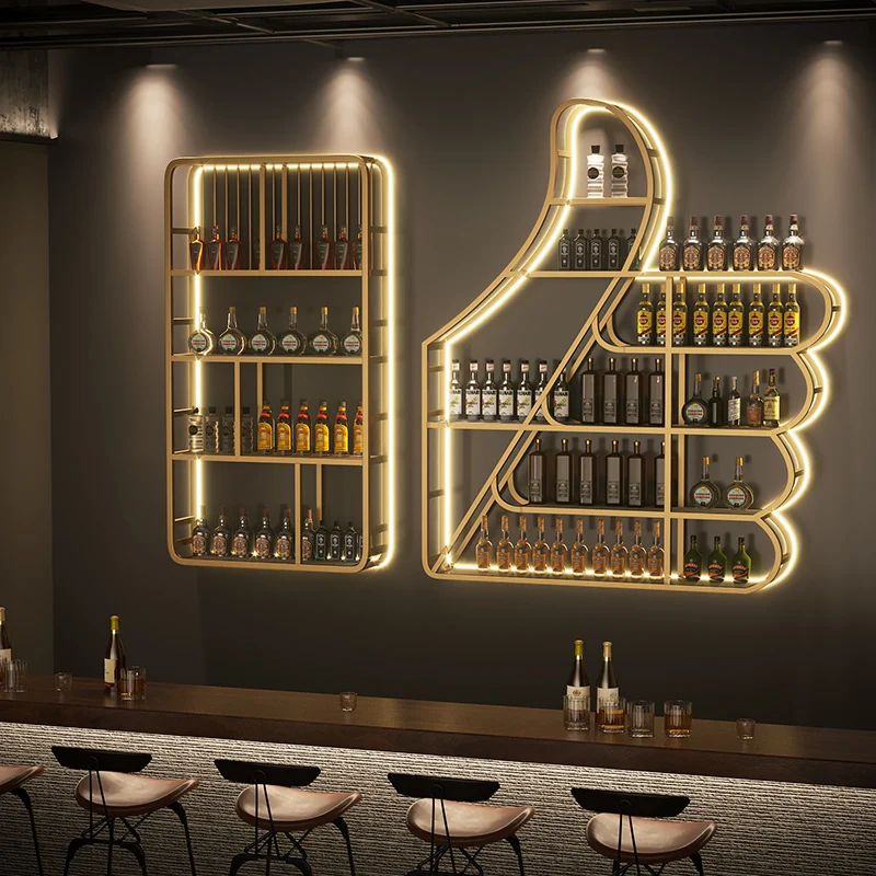 

Liquor Store Designer Minimalist Bar Cabinet Retail Drink Industrial Ironwork Home Wine Cabinet Coffee Storage Hotel Decoration