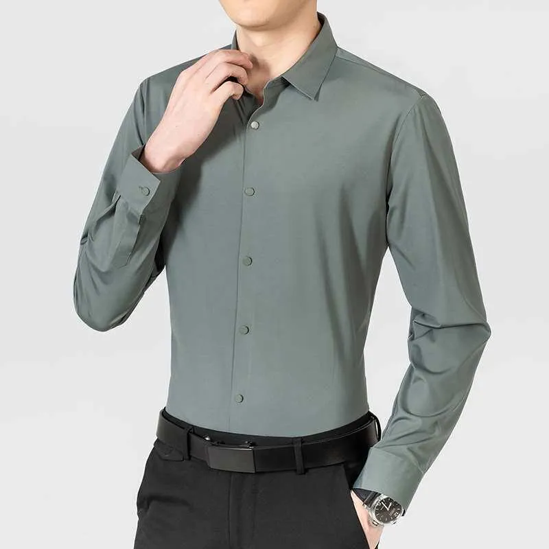 

Traceless Stretch Men's Color Shirt Long Sleeve Spring PU Leather One-Piece Velvet Slim Fit Non-Fading Non-Shrinking Artistic...