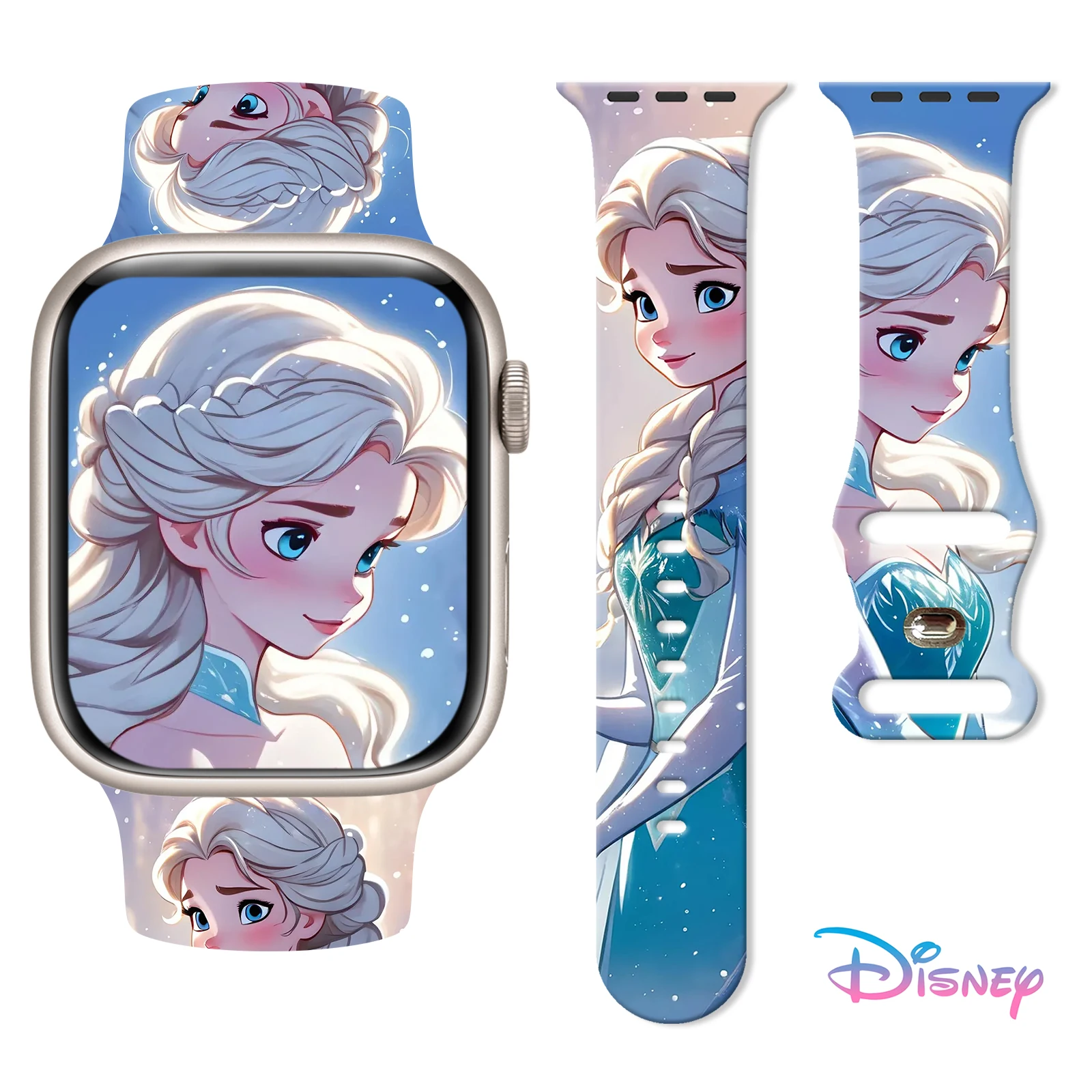 

Ремешок с принтом Disney Magic Frozen для Apple Watch 11, 10, 9, силиконовый ремешок, сменный браслет для iWatch 46/44/42/41 мм, ремешок для часов
