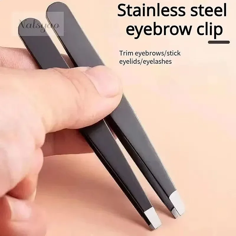 Professional Stainless Steel Precision Tweezer Slant Tip Hair Plucker Easy Grooming Eyebrows Beard Portable Comfort