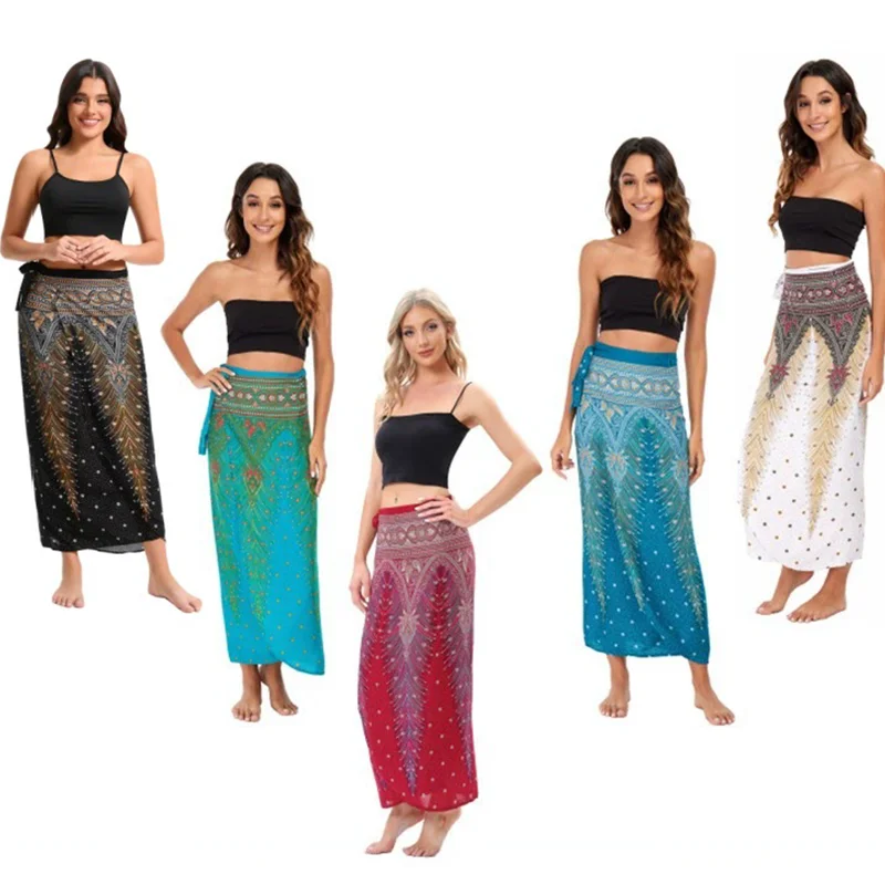 Summer One-piece Long Skirts Woman Saia Casual Bottom Women Skirt Maxi Ropa Mujer Beach Towel Ladies Clothes Sexy Dress Faldas
