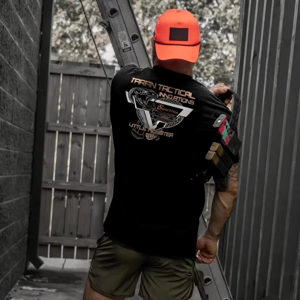2026 New American Summer Cotton Tactical Short Sleeve Print Tide Brand Shirt Army Fan Shooting Training Men's Round Neck T-shirt