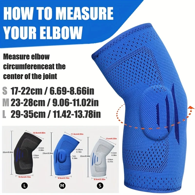 1pc Sports Elbow Brace,Unisex 3D Knitted Silicone Compression Elbow Sleeve, Adjustable Support Brace for Tennis, Basketball,