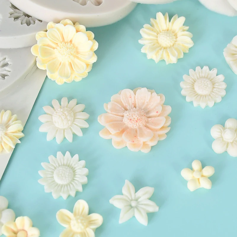 3D Flowers Silicone Mold Fondant Craft Cake Candy Chocolate Sugarcraft Ice Pastry Baking Tool Mould Hair Card Jewelry Accessorie