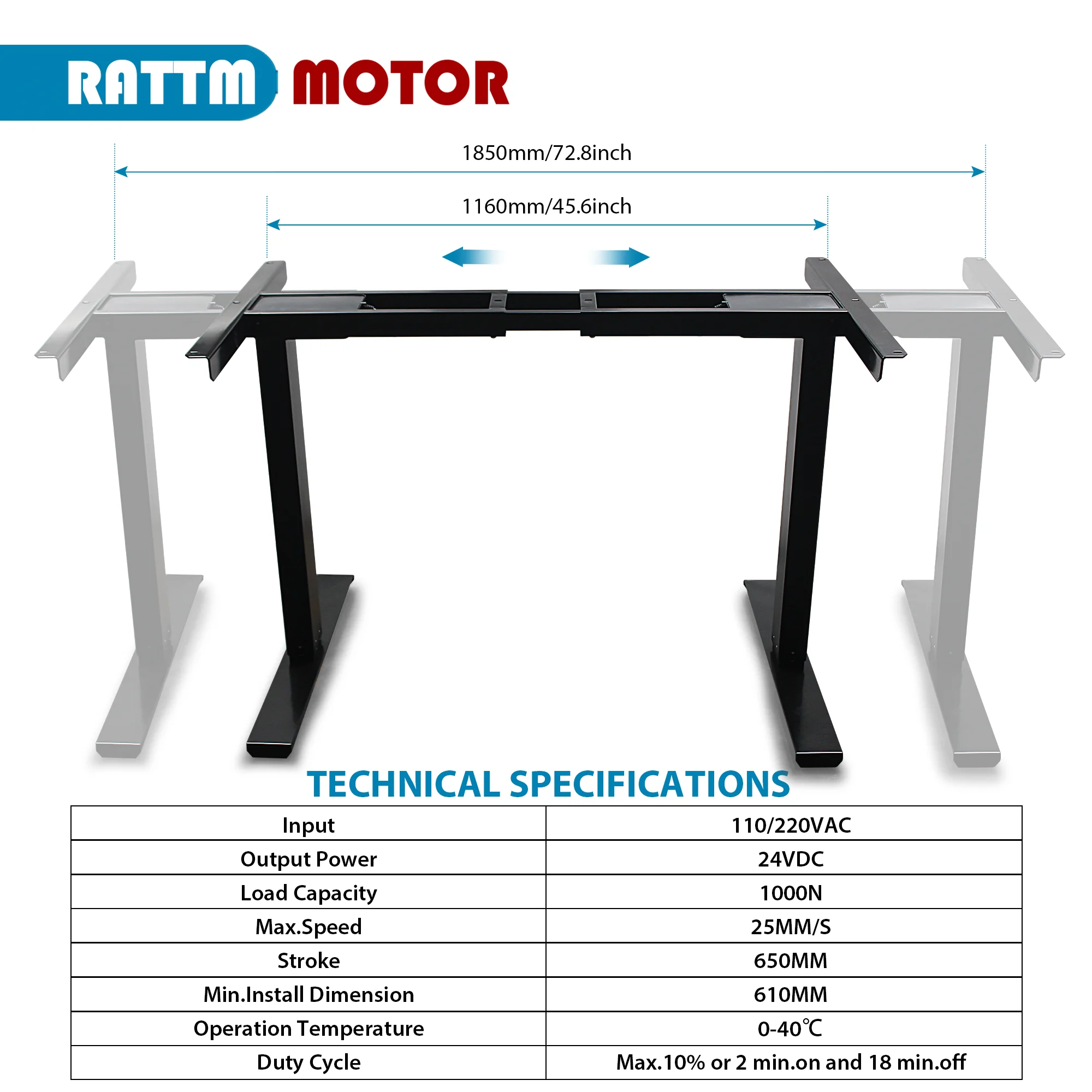 【EU】Adjustable Standing Desk Electric Lifting Table Dual Motors 2/3-Stages Electric Standing Frame Desk Stand for Office Study