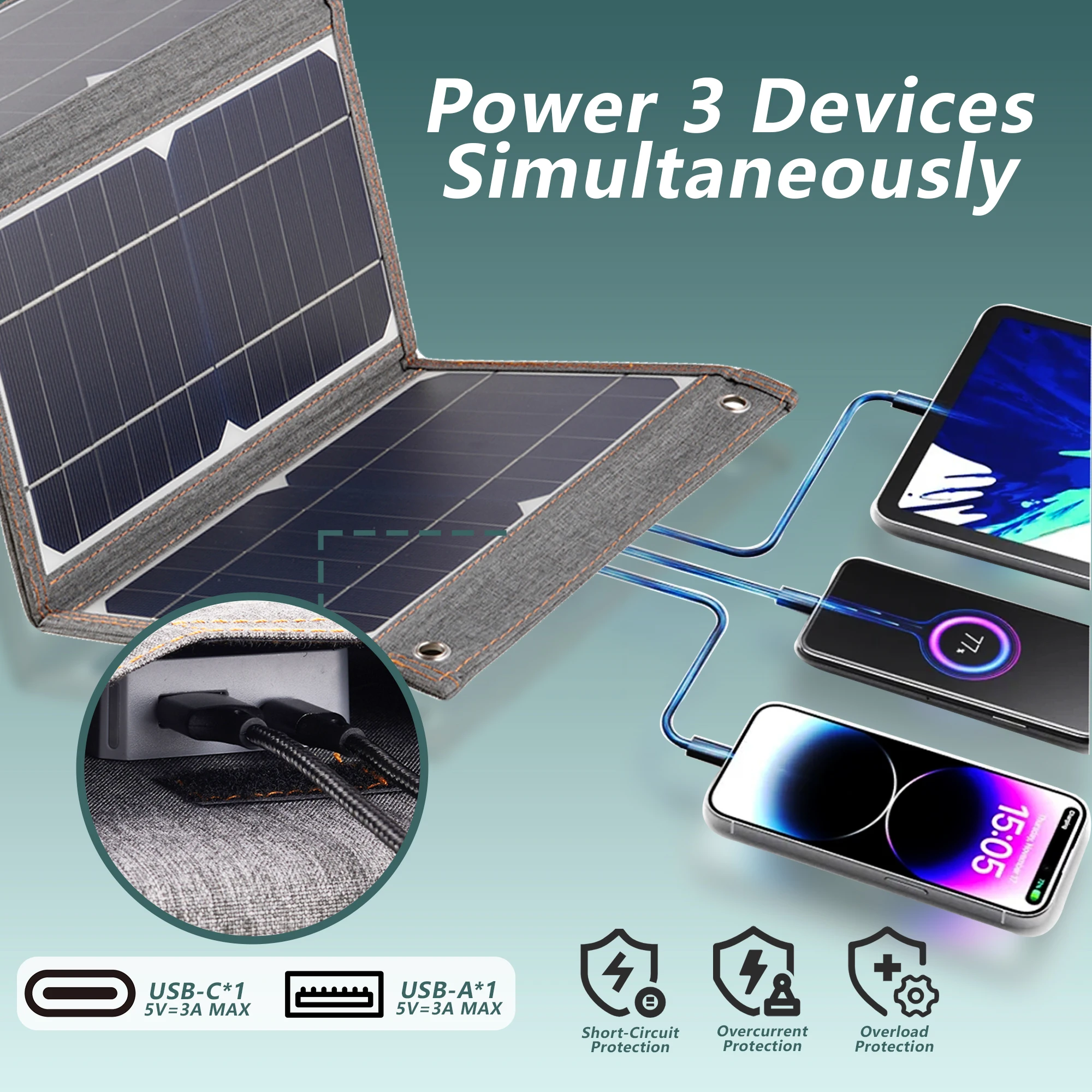 ELEGEEK 24W Foldable Solar Panel Charger Portable High Conversion for Mobile Phone Power Bank Camera - Genuine Solar Charger