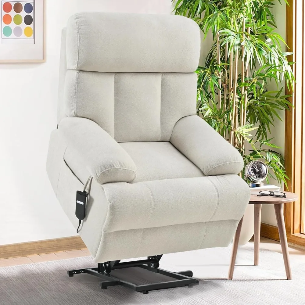 Silla reclinable pequeña con elevación eléctrica para personas mayores, sillas elevadoras eléctricas, control remoto fácil, reposapiés ancho, bolsillos laterales, forro polar suave con forma de copo de nieve