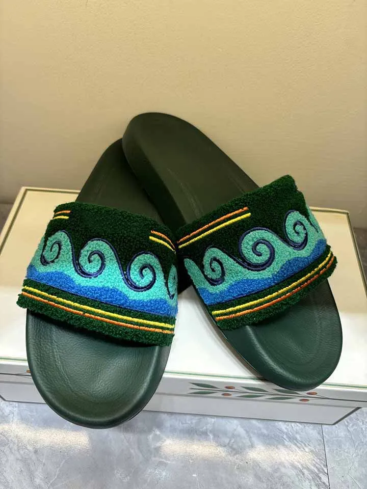 

2025ss Casionblank Paris Logo Embroidery Women Men Terry Slider Casual Men Slippers Shoes For Summer