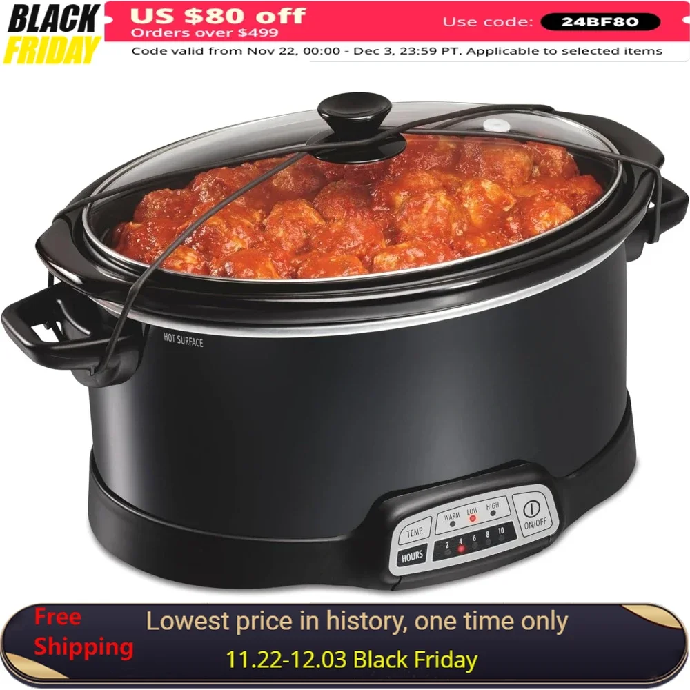 

7 Qt Portable Slow Cooker, Programmable Slow Cooker, Three Temperature Settings, Dishwasher Safe Crock, Slow Cookers