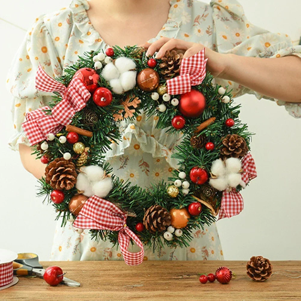 

25cm Christmas Wreath Xmas Door Garland Hanging Oranments Merry Christmas Decoration For Home New Year Navidad Door Pendant