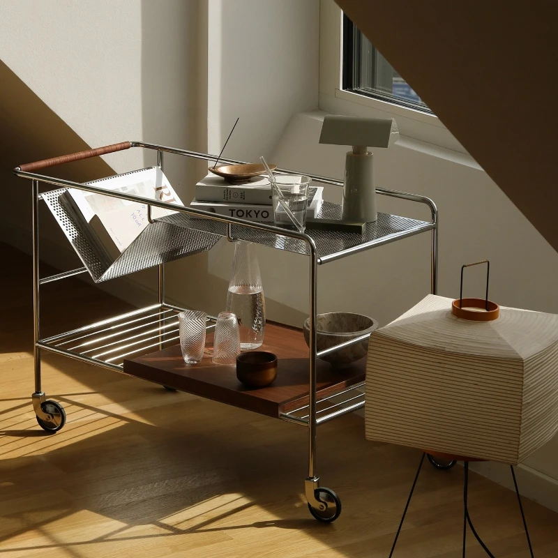 

trolley coffee table rack Italian side cabinet minimalist sofa storage medieval