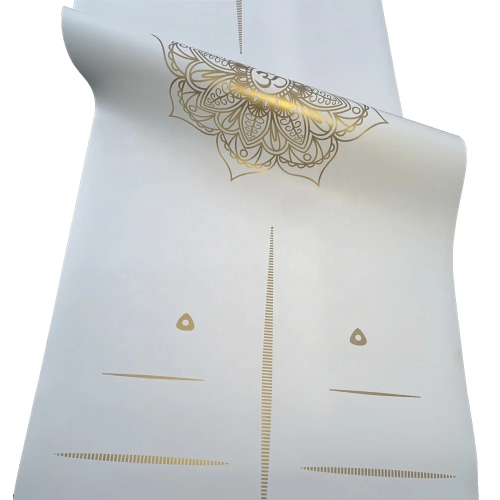 

Eco Friendly Manufacturer Customer Print Yoga Mat White Black Golden Printing Pu Natural Rubber 4mm/5mm Yoga Mat