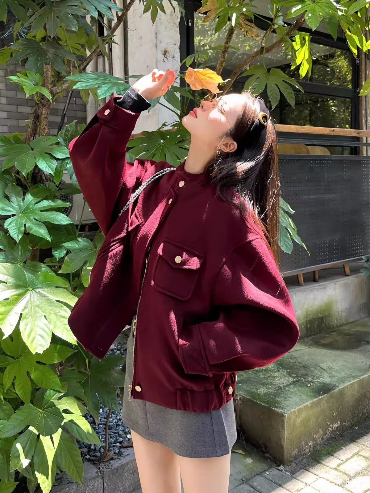 

Женское пальто Naly American Style, свободного кроя, на хлопковой подкладке, красное, маленький размер, осенне-зимнее, винтажное, шерстяное, теплое, с длинными рукавами