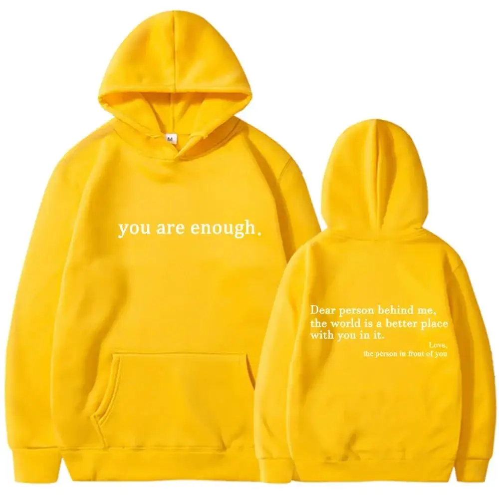 Autumn Winter Men Hooded Dear Person Behind Me The World Is A Better Place Print Hoodie Sweatshirts Unisex Pullovers Clothing