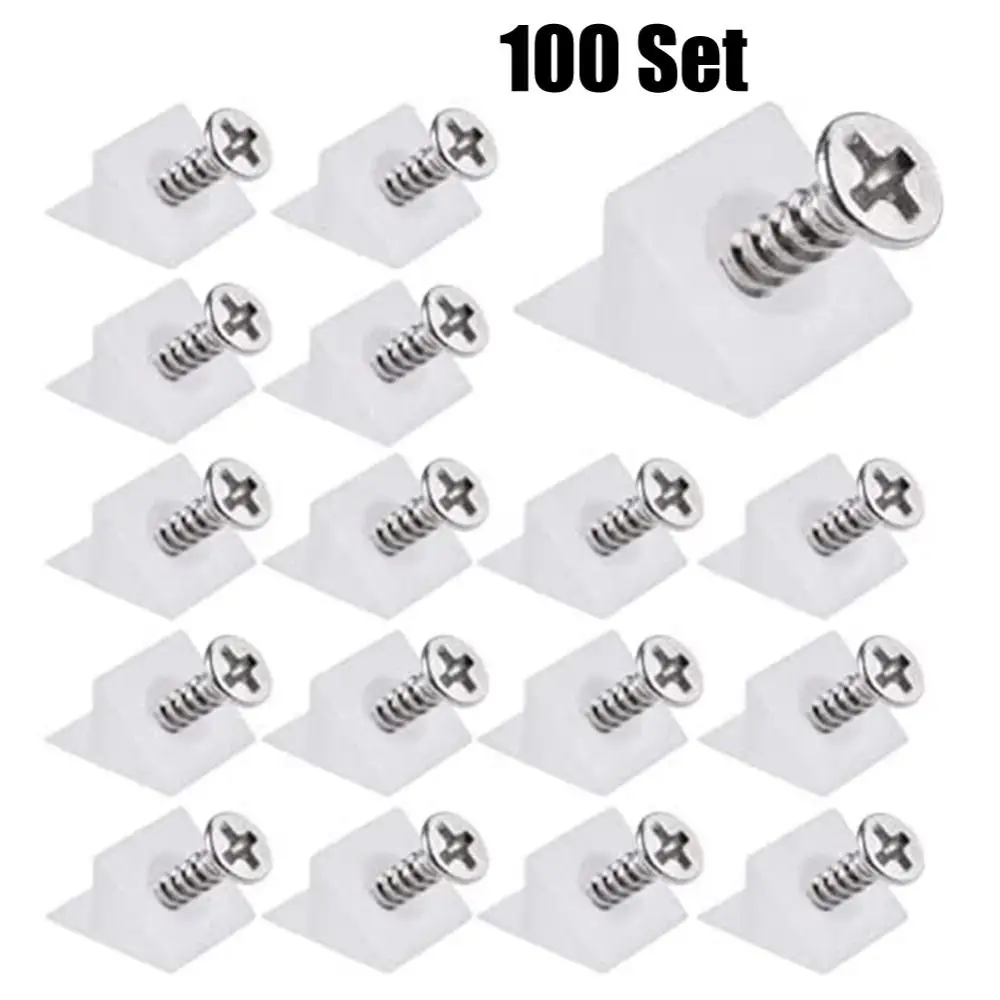 100x Tools Accessories Sagging Support 15*13*9mm Mending Wedge Screw Drawer Chest Bottom Hardware Bracket Bevel Plate Support