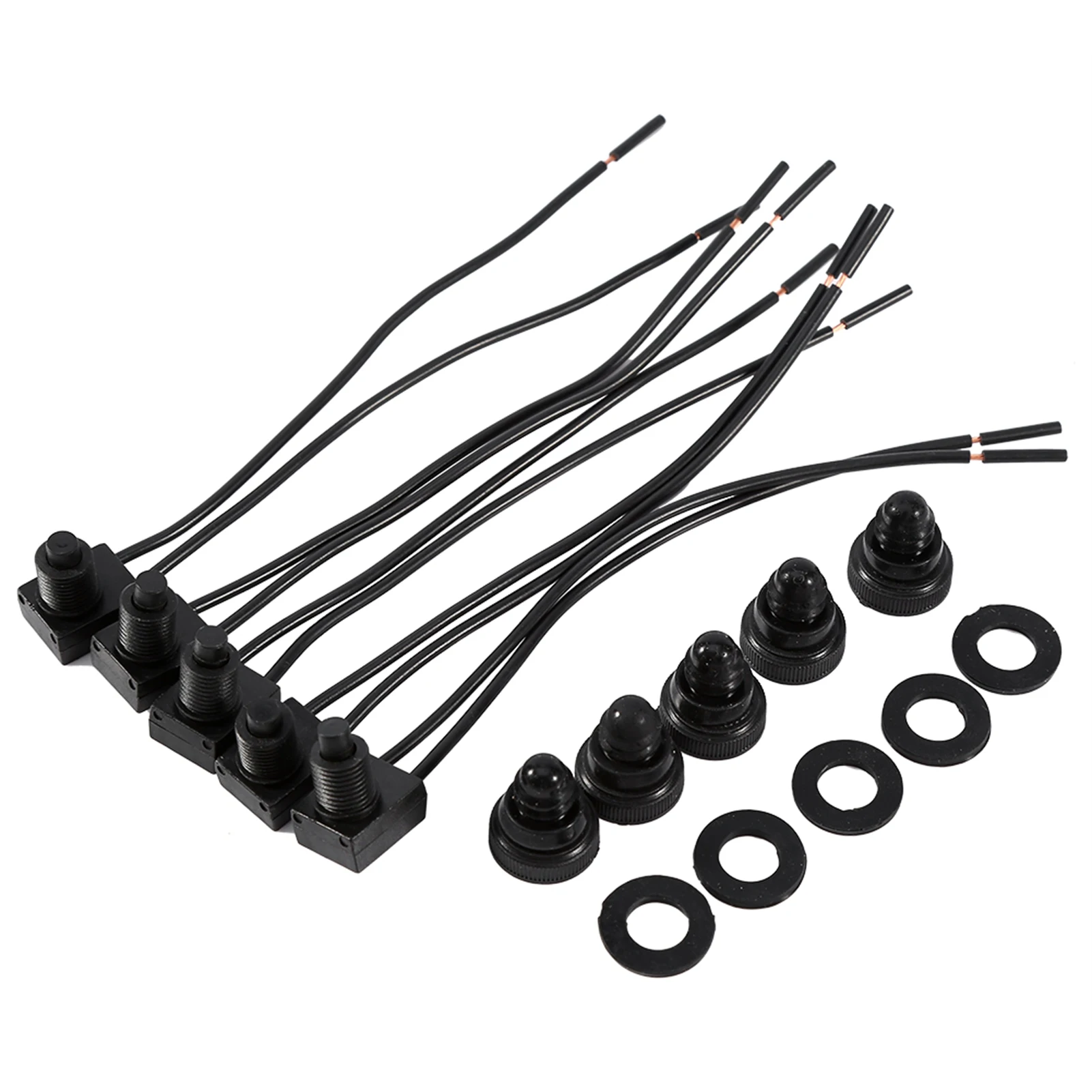 

5Pcs 12V Waterproof Push Button On Off Switch with 4" Leads For Motorcycle Car