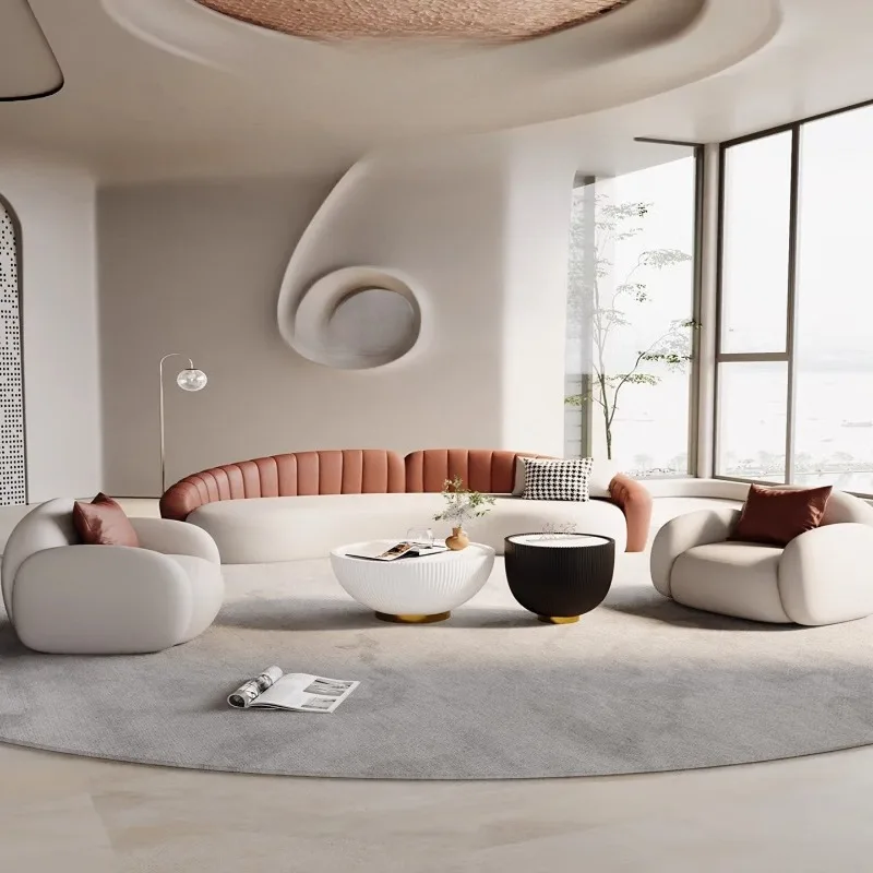 

Curved sofa light luxury living room beauty salon clothing store rest area reception sofa creative office business