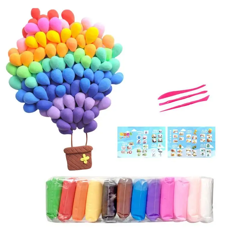 12 Colors Modelling Clay Air Dry Clay Plasticine DIY Arts And Crafts Kits For Kids Boys Girls Toys Great Presents For 3-12 Kid