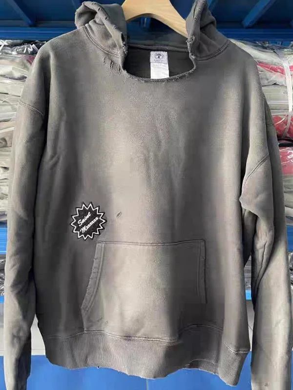 

Sean Wpoon Collaborative, потертая толстовка с капюшоном, свободная посадка, повседневная осенняя толстовка с капюшоном Jaet, цифровой текстовый узор