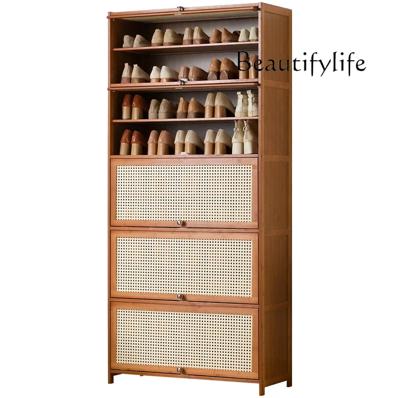 Imitation rattan woven shoe cabinet, simple shoe rack at the door of the home, indoor storage, high-end fashion new models