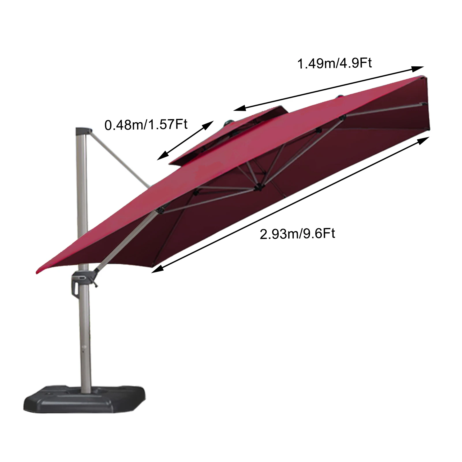 Guarda-chuva de proteção UV impermeável ao ar livre, superfície dupla, tecido pára-sol, sem suporte, quadrado, 2.93m