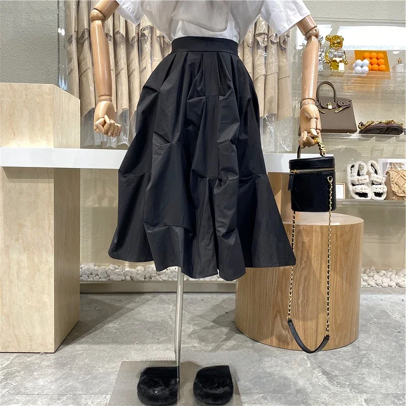 

Neploe Three-dimensional Irregular Pleated Skirt Women 2024 New High Waist Design Faldas Mid-length Western Trendy Ponte Jupe