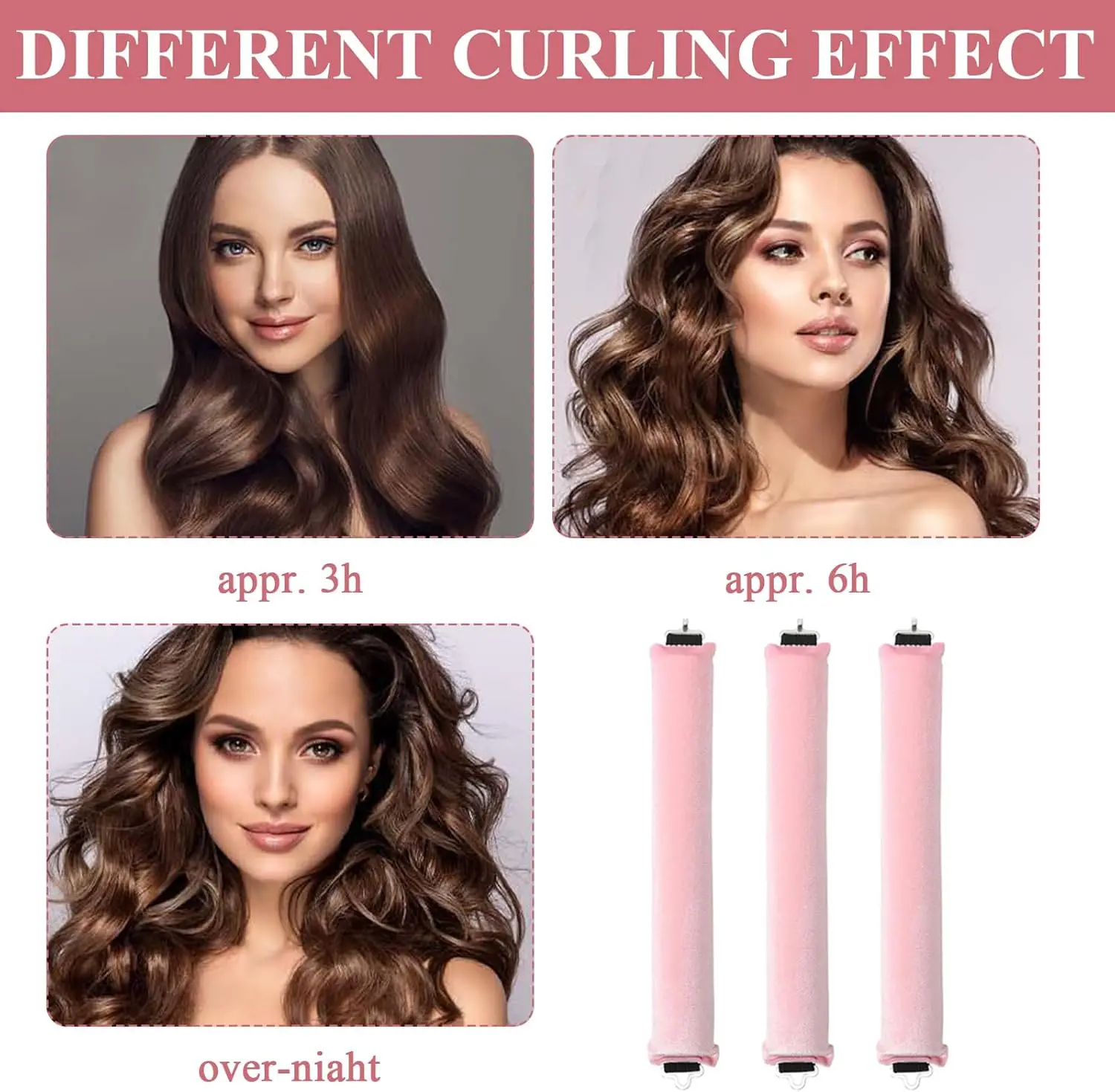 3 Pcs heat-free curling irons flexible curling irons for all hair types overnight blow dryer with soft material no heat required