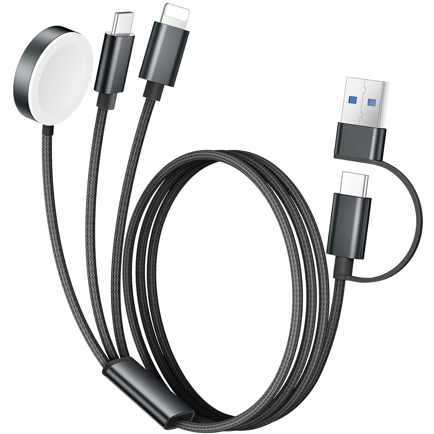 2-in-3 Data Cable Charging Cable Usb+Type C Watch iWatch Magnetic Wireless Charger Data Cable Suitable for Apple iPhone 13/14/15/16/17 Multifunctional 4-in-1 Watch Charging Cable