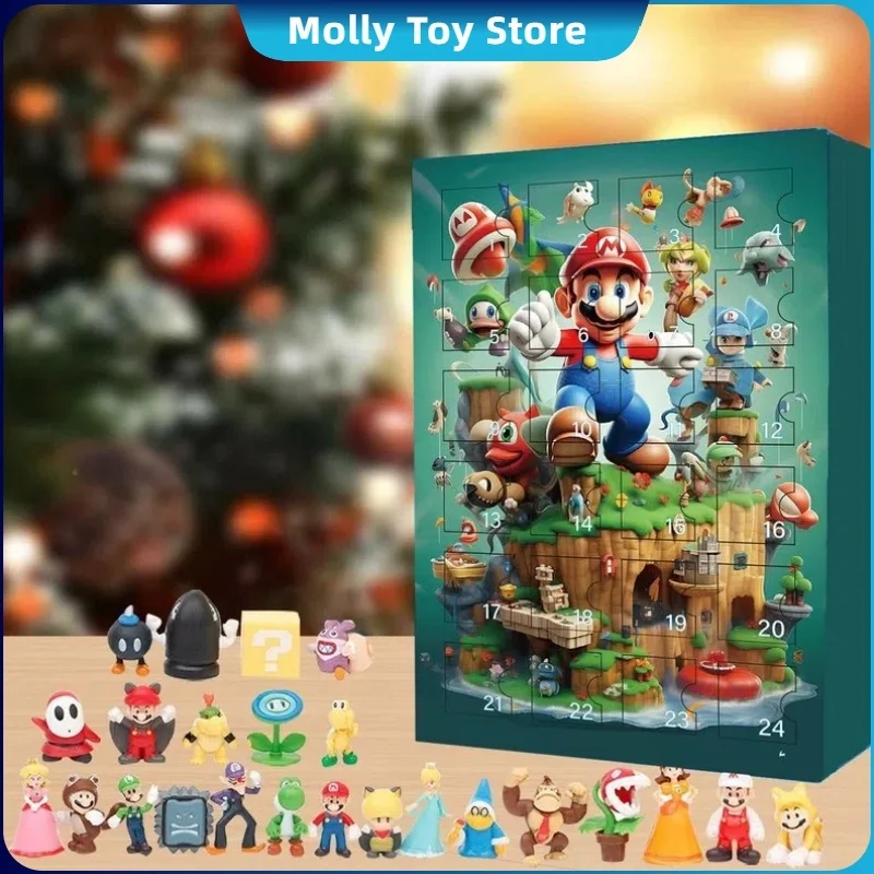 24pcs New Anime Mario Christmas Advent Calendar Marvel Holiday 24 Day Reward Countdown Blind Box Cute Toy Kid Xmas Gift