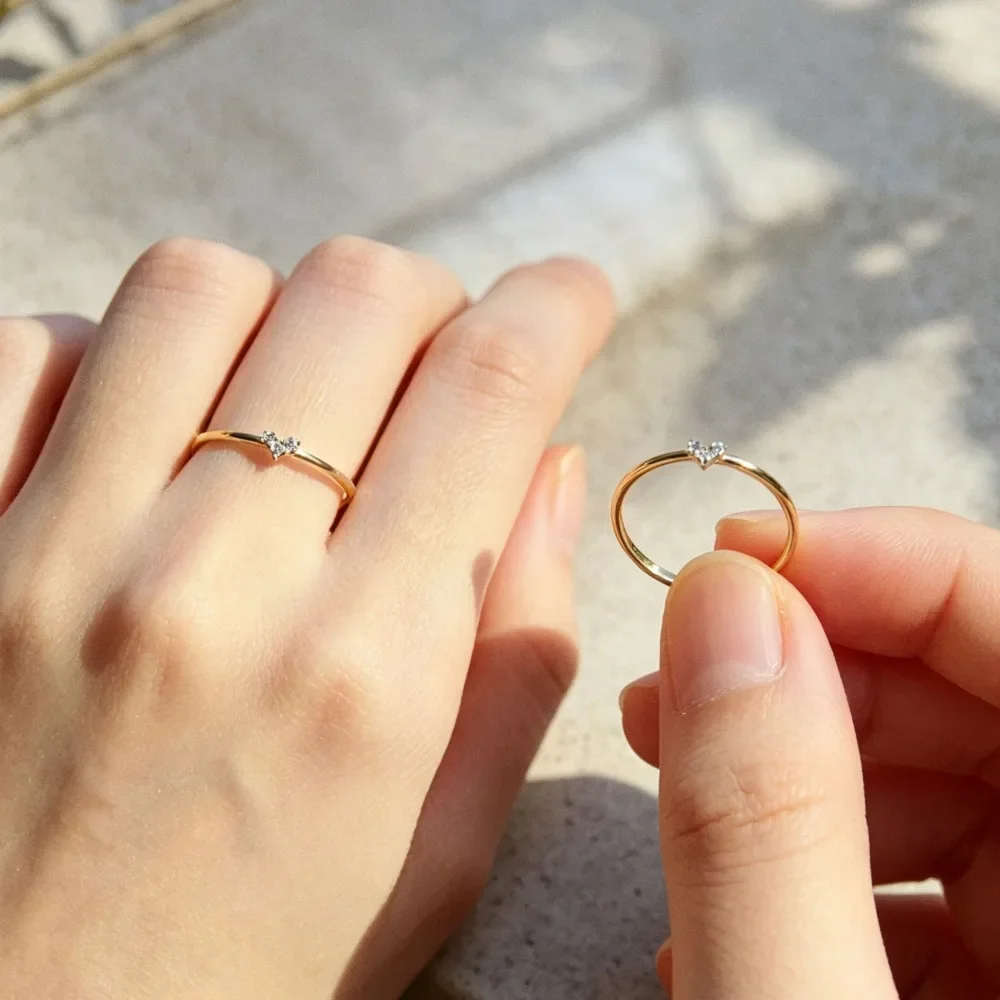 Women Elegant Dainty Heart Ring Cubic Zirconia Statement Band Promise Anniversary Wedding Jewelry