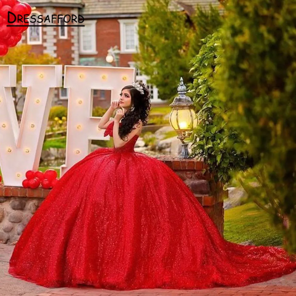 Vestidos De Quinceañera De mariposa roja, flores, dulce vestido De princesa De 15 niñas, Vestidos De baile De Quinceañera