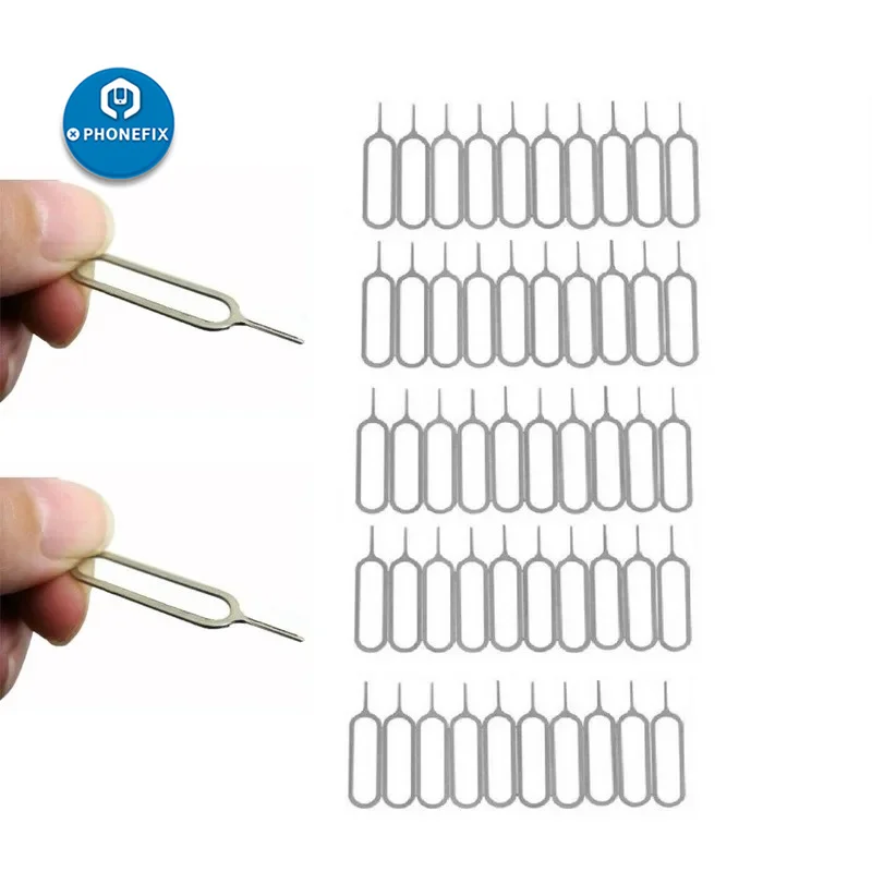 100 / 500 Uds. Bandeja de tarjeta Sim Universal Pin expulsión abridor de aguja eyector reparación de apertura para iPhone y todos los teléfonos móviles