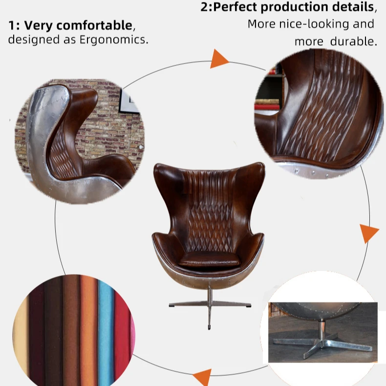 Rotating accent chair metal Italian design office modern velvet or leather living room furniture pilot armchair