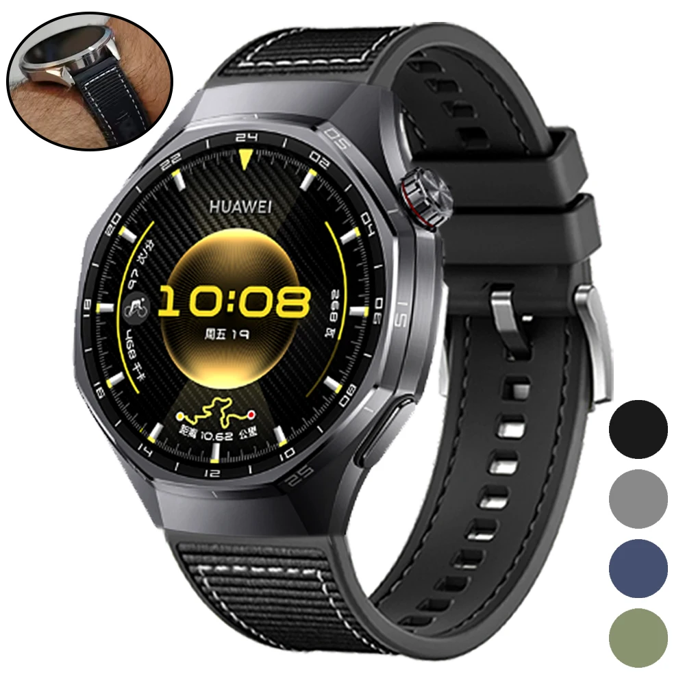 Official 22mm Silicone Strap For HUAWEI WATCH 5 4Pro Buds Band For HUAWEI WATCH GT 6/5 Pro GT6 5 4 46mm Composite Nylon Bracelet