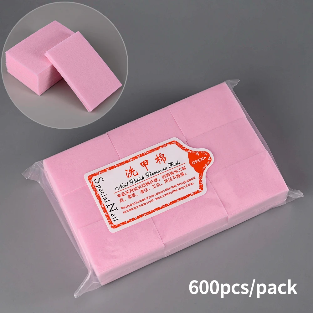 1000/600/500/100 Stück fusselfreie Nagelbaumwolle für UV-Gel-Nagellackentfernungstücher, Papierpads, 100 % Baumwolle, weiches, nicht gewebtes Nagelreiniger-Pad