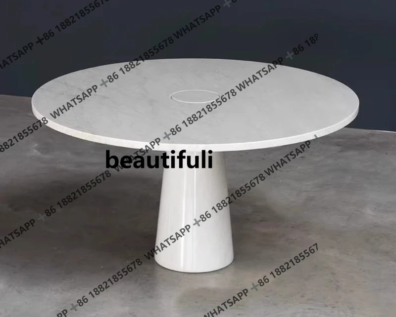 

Light luxury natural marble round dining table multi-person dining table creative high-end dining table