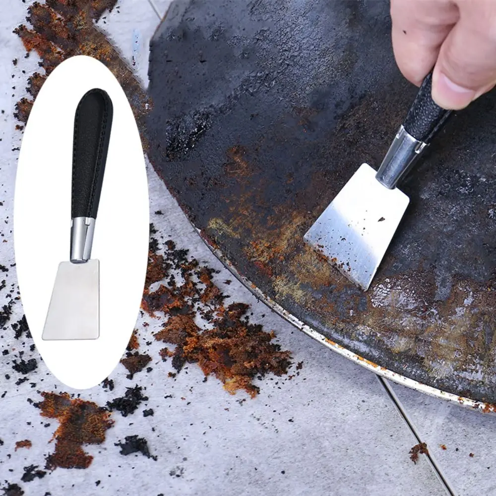 Stainless Steel Kitchen Fume Shovel High Hardness Plastic non-slip handle Rust Removal Shovel Durable Freezer Ice Scraper Grill