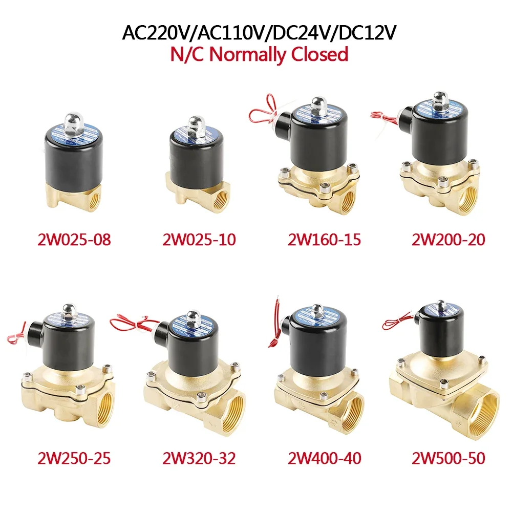 

Electric Brass Solenoid Valve 1/4" 3/8" 1/2" 3/4" 1" 2" Normally Closed Normally Open Valve for Water Oil Air 12V 24V 220V 110V