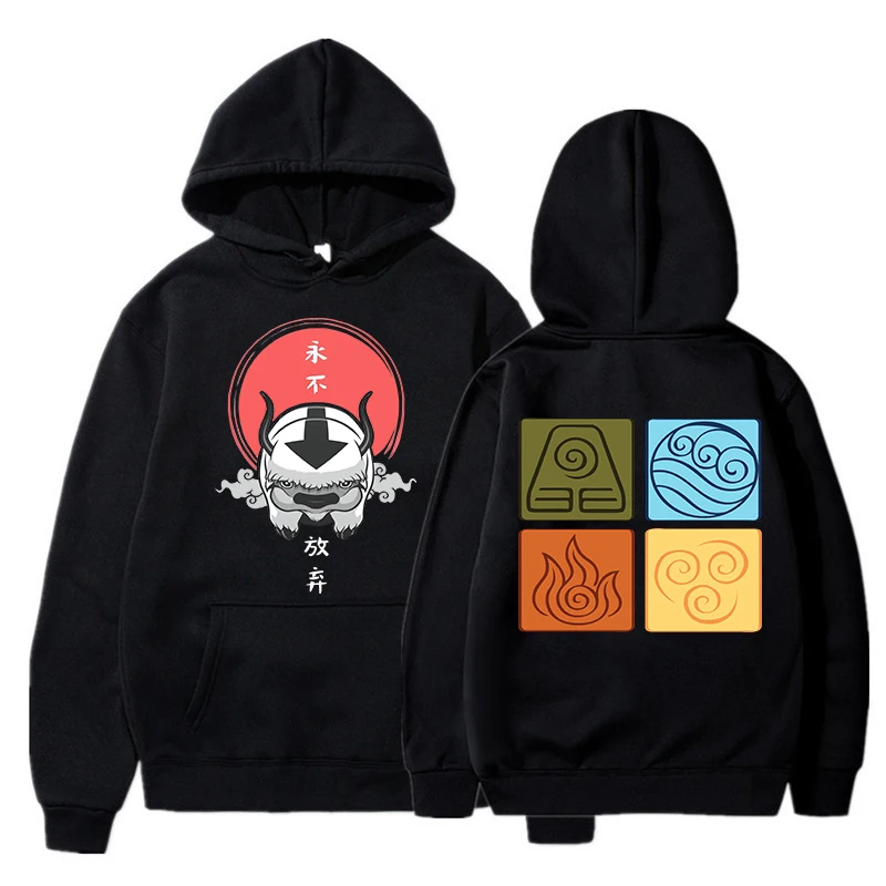 Appa Yip Harajuku Print Casual Sweatshirts Avatar The Last Airbender Hoodies Unisex Fashion Mange Long Sleeve Hoody Streetwear