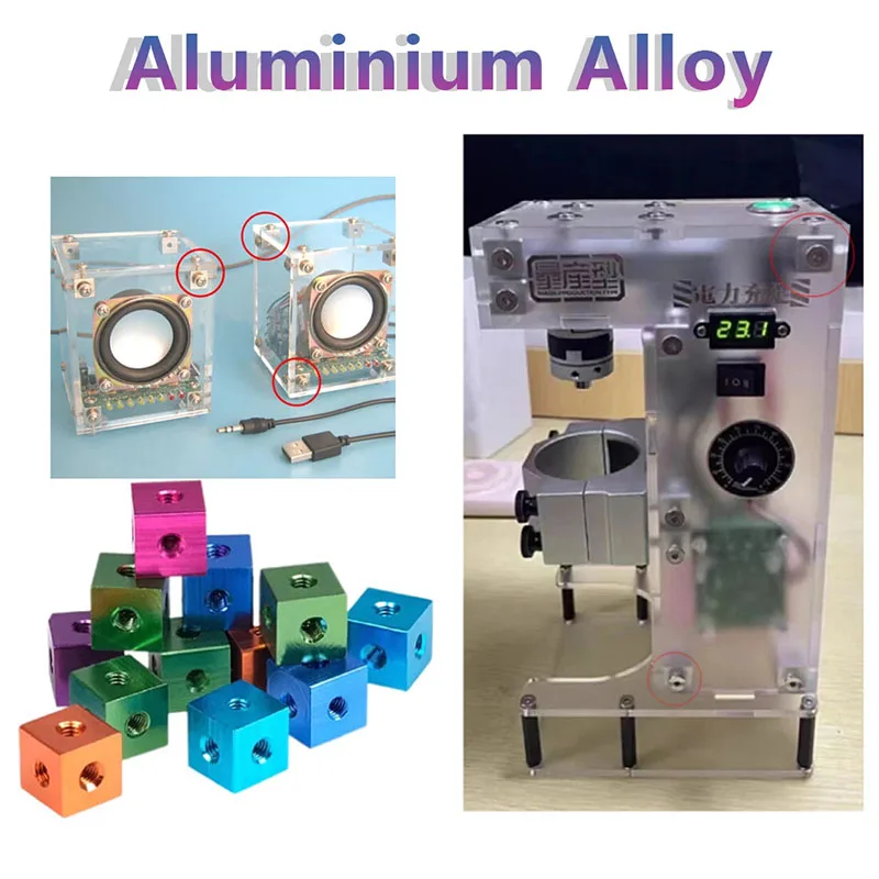 5Pcs M3 M4 M5 M6 M8 M10 Cube Connector Aluminium Alloy Anodized Fixing Bracket 6 way Square Spacer Standoff Tee