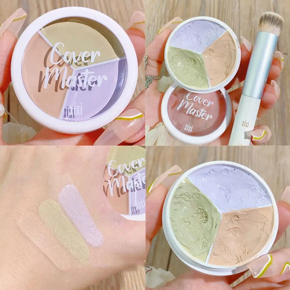 3 colores corrector resistente al agua cubre marcas de acné ojeras crema corrector cosméticos paleta base de larga duración M6C1