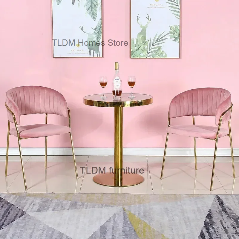 Nordic Living Room Kitchen Balcony Dining Chairs Fitting Room Clothing Store Back Armchair Bedroom Dormitory pink Makeup Chair Z