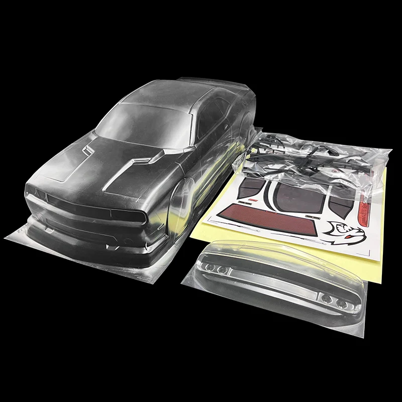 High Quality 1/10 SRT Challenger Hellcat RC PC Shell Body 190mm Width With Lampshade Tail Wing For On-road 3R Mst Yokomo PTG HSP