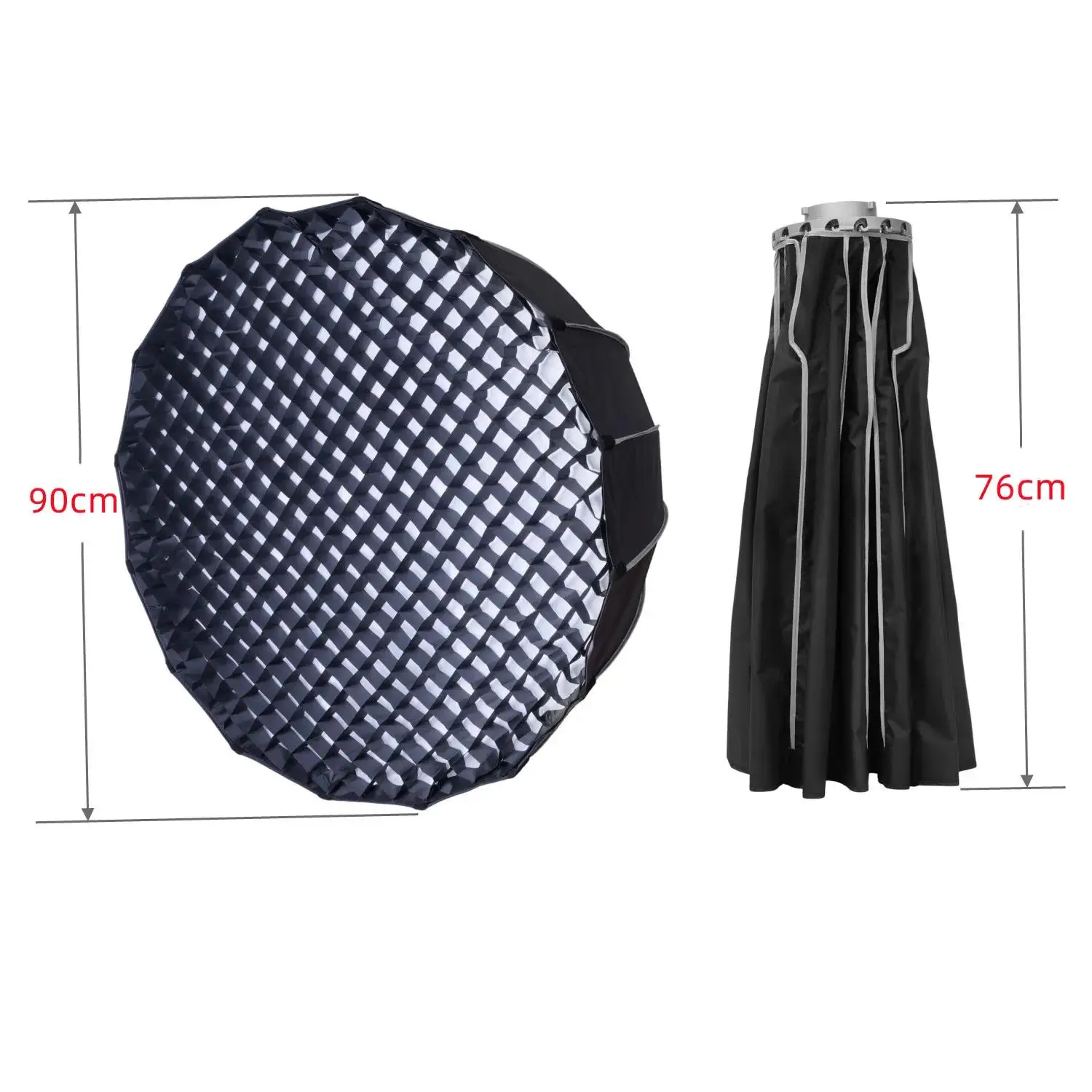 90cm 120cm Quickly Release 16 Sided Parabolic Deep Softbox +Honeycomb Grid with Bowens Mount for Photo Studio Flash Lamp