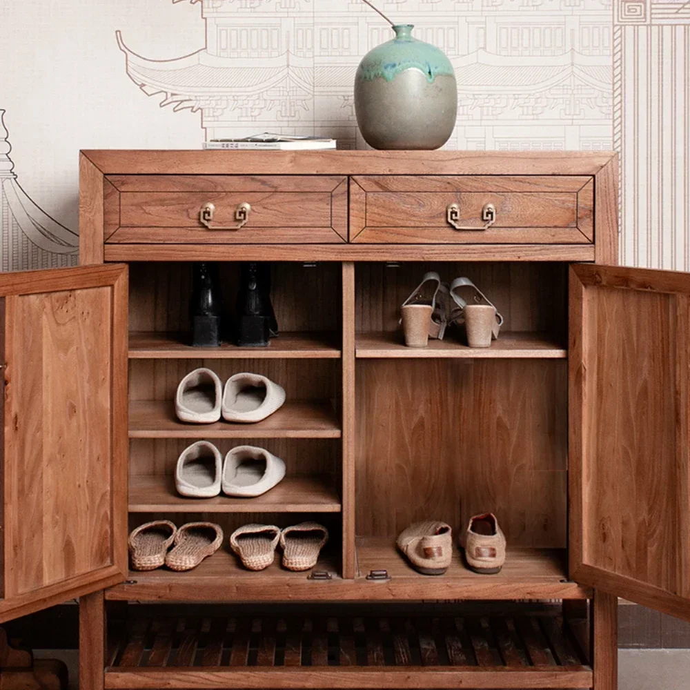 

Shoe Cabinet Solid Wood Double-Door Shoe Rack Living Room Hall Cabinet Modern Minimalist