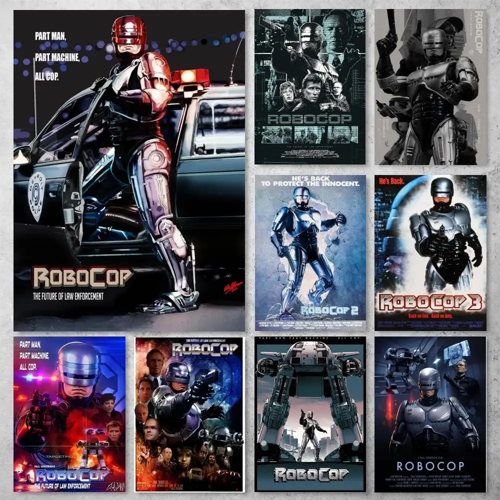 Pôster adesivo de filme antigo Robocop, impressão de alta qualidade, à prova d'água, arte de parede, adesivo para bar, sala de estar, decoração, presente