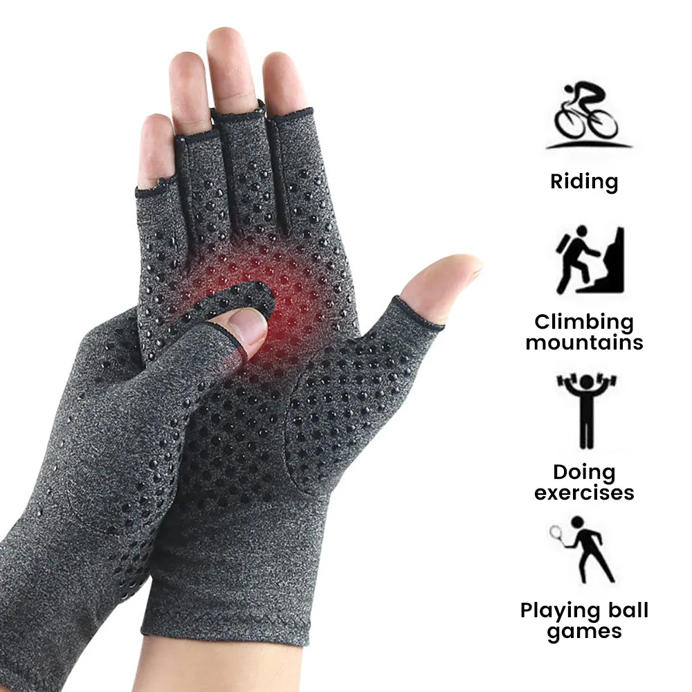 Relieve Joint Rehabilitation Stress Gloves Outdoor Riding Breathable Dispensing Half-finger Protective Pressure Gloves 1 pair