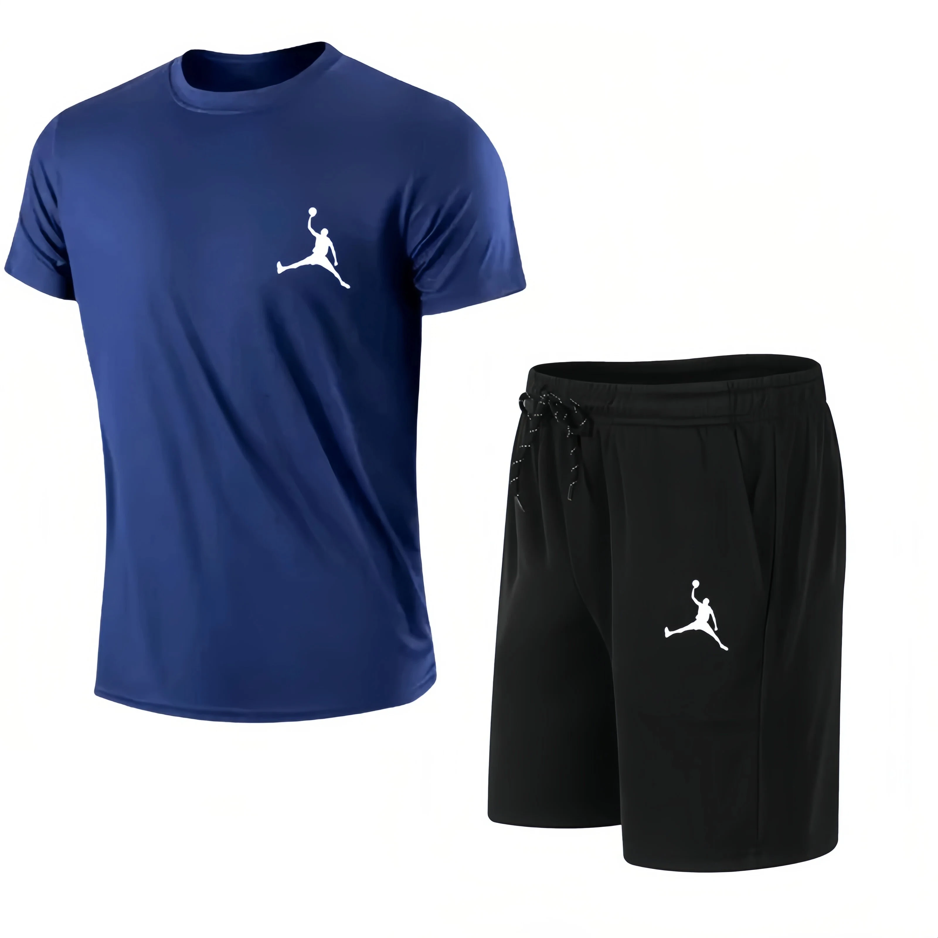 

2026 Summer Fashion Men's Casual Sports Suit T-Shirt & Shorts Set Short Sleeve Jogging Fitness Clothing 2 Piece Athletic Outfit