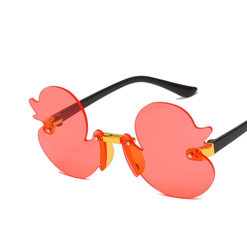 Fashion Rimless Children\'s Sunglasses Cartoon Duck Shape Kids Shade Cute Glasses Party Decorative Glasses for Child UV400